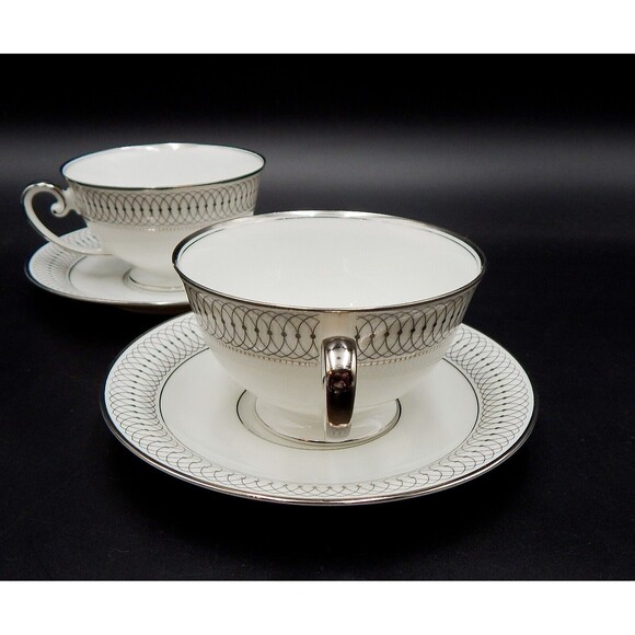 Tirschenreuth Bavaria The Elgin Teacup And Saucer Germany Silver Set of 2 - Picture 6 of 15